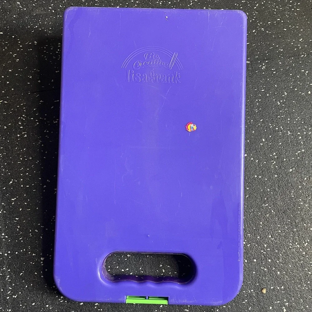 VTG LISA FRANK Funky Monkey Bongo Purple Hard‎ Plastic Clipboard Supply Case